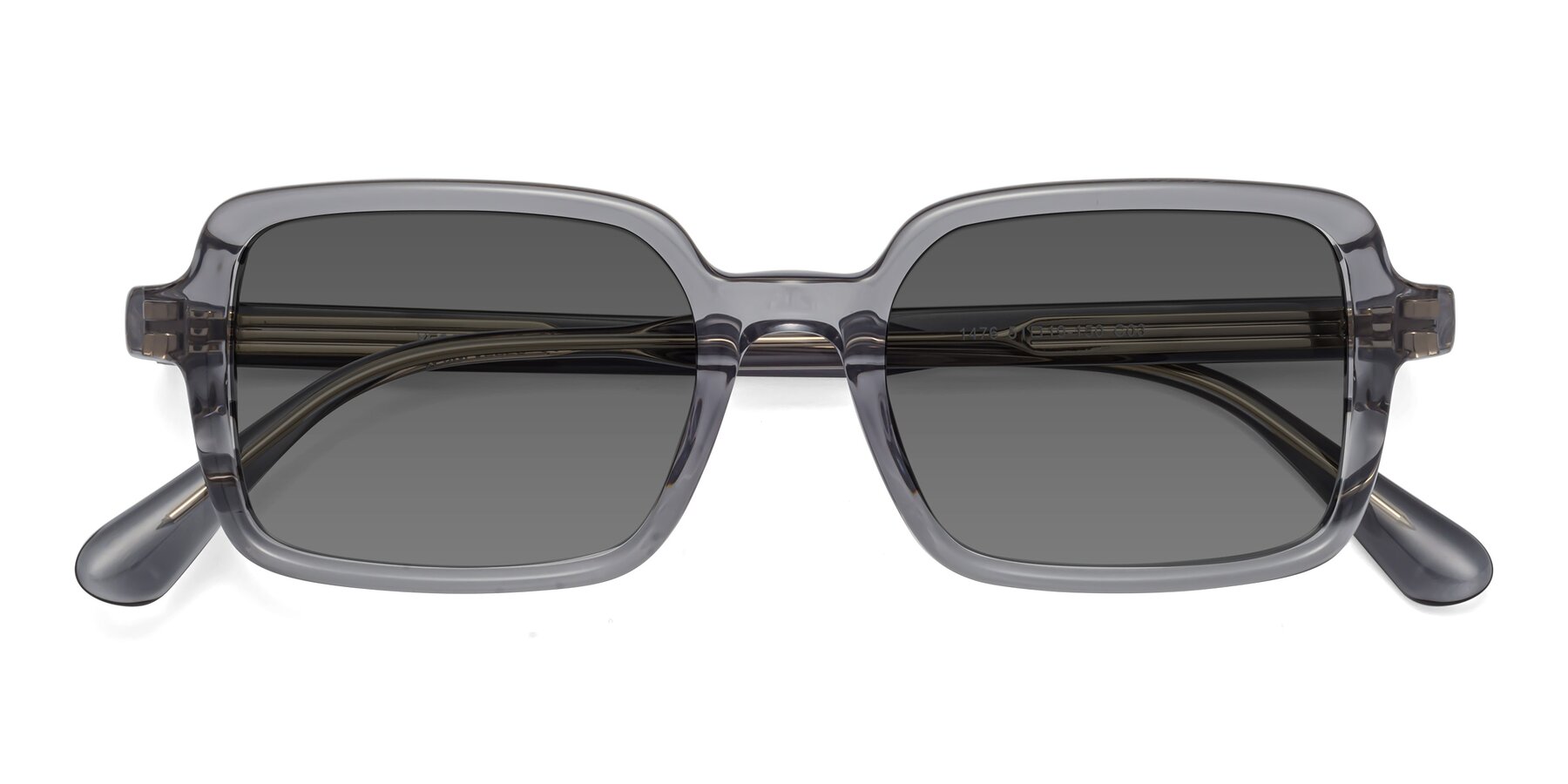 Folded Front of Canuto in Transparent Gray with Medium Gray Tinted Lenses