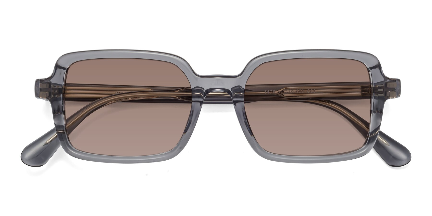 Folded Front of Canuto in Transparent Gray with Medium Brown Tinted Lenses