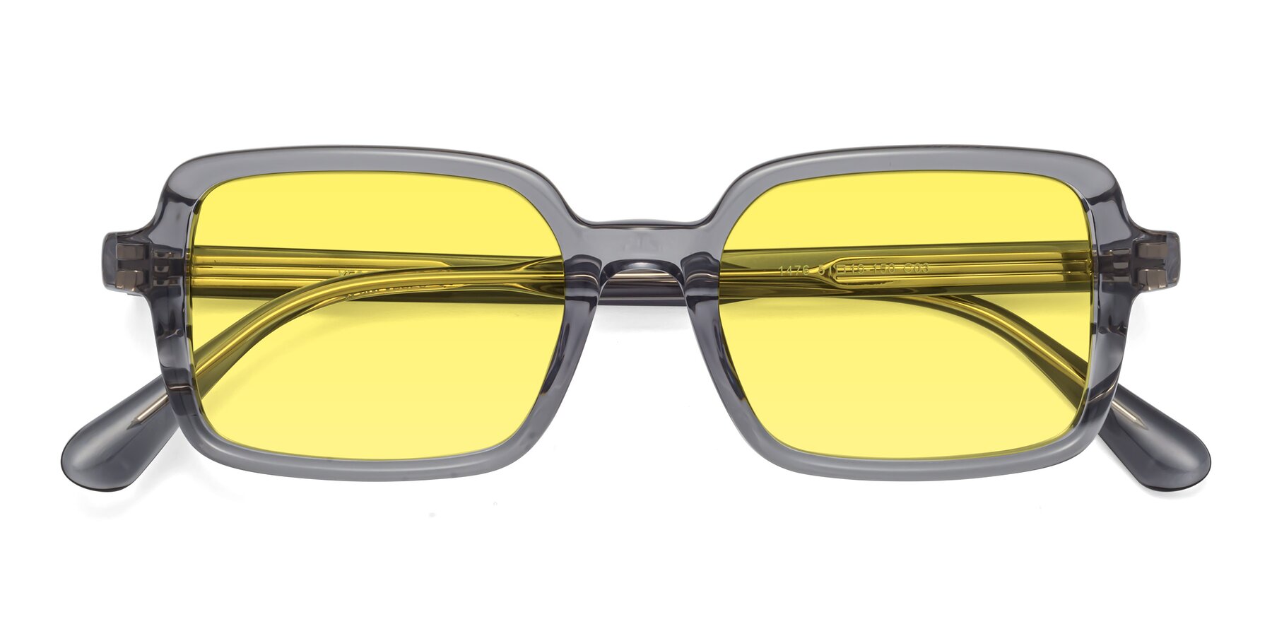 Folded Front of Canuto in Transparent Gray with Medium Yellow Tinted Lenses