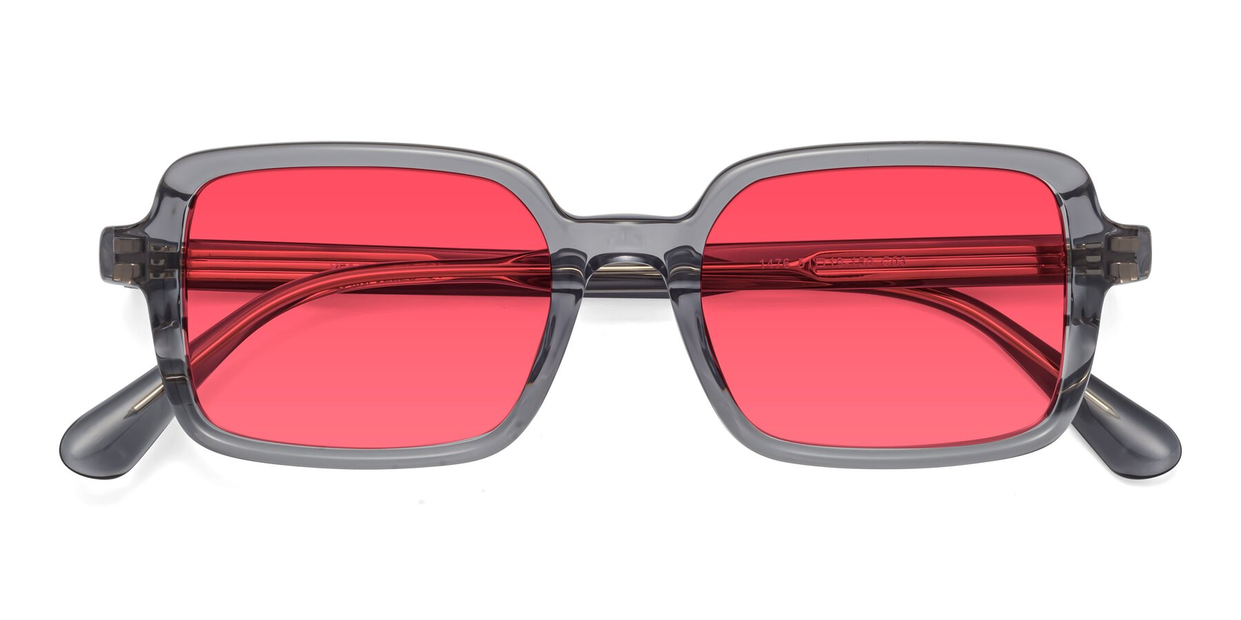 Folded Front of Canuto in Transparent Gray with Red Tinted Lenses