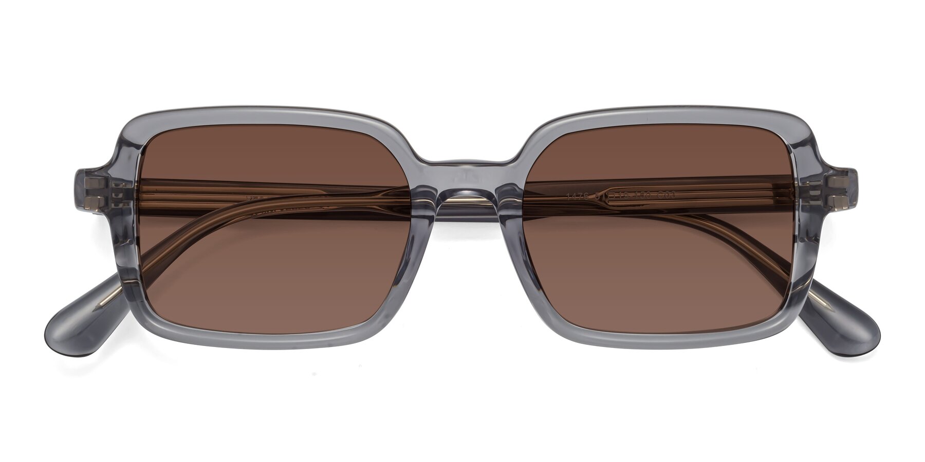 Folded Front of Canuto in Transparent Gray with Brown Tinted Lenses