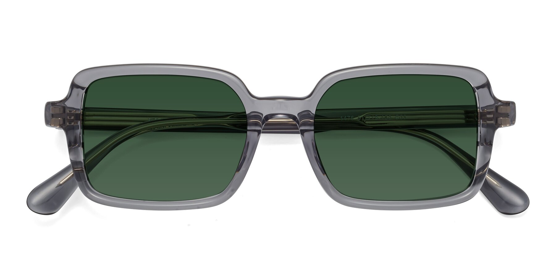 Folded Front of Canuto in Transparent Gray with Green Tinted Lenses