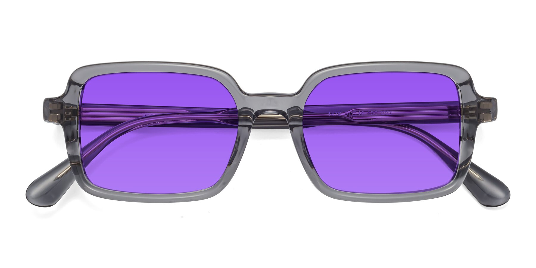 Folded Front of Canuto in Transparent Gray with Purple Tinted Lenses