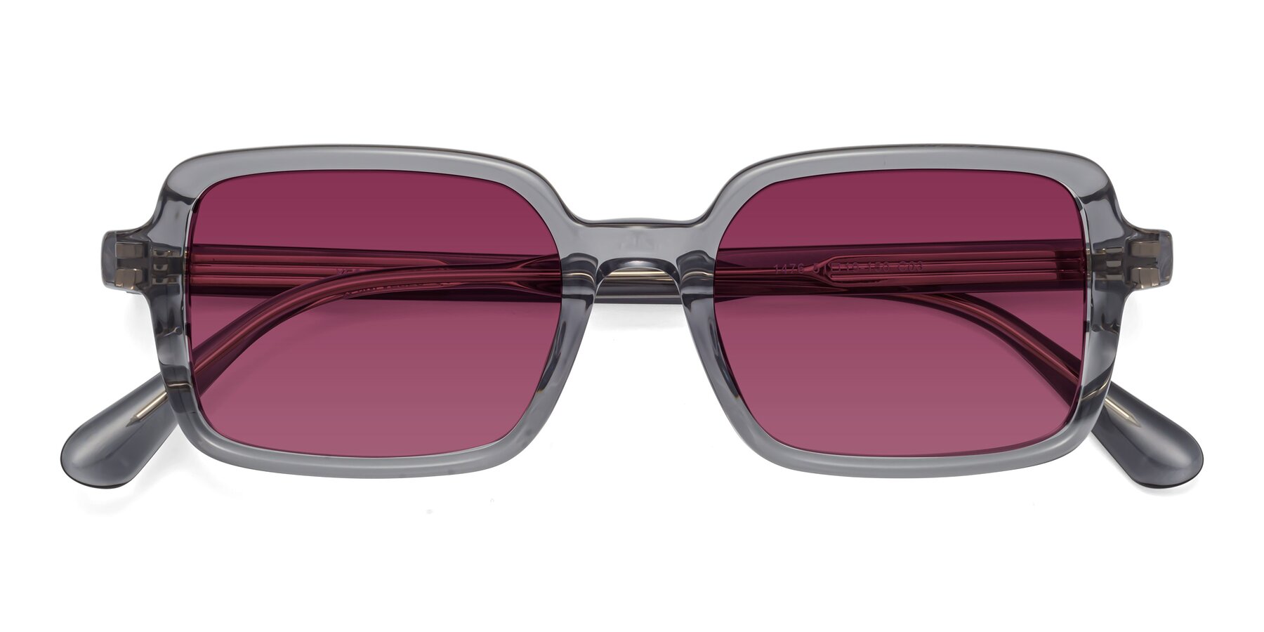 Folded Front of Canuto in Transparent Gray with Wine Tinted Lenses