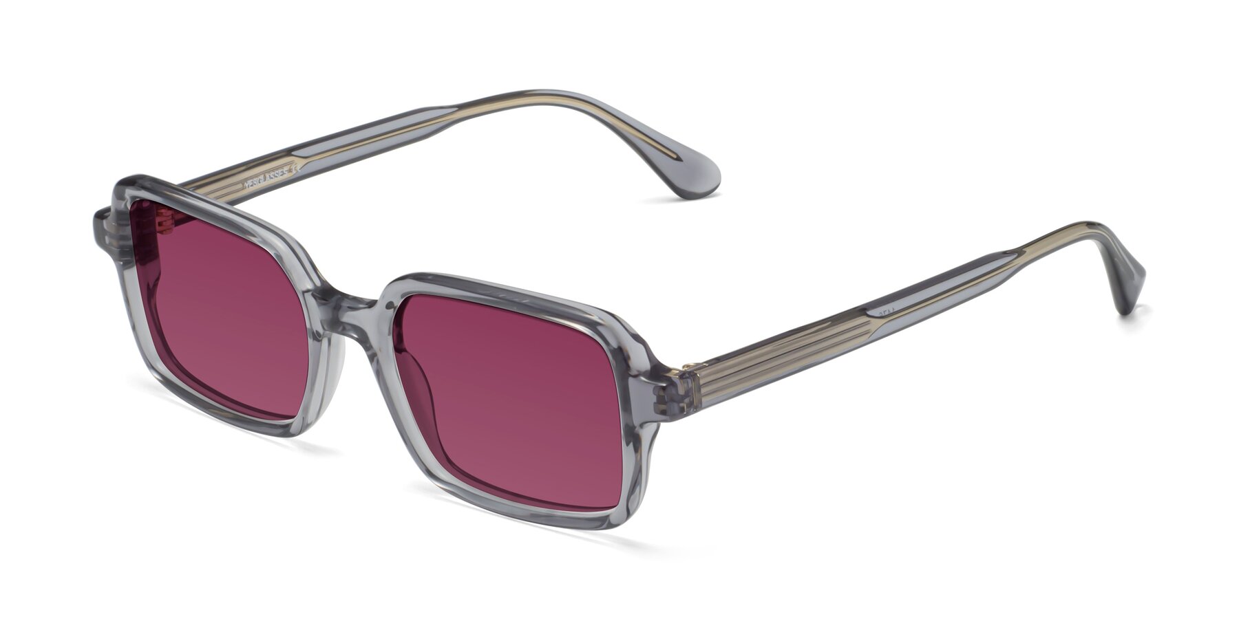 Angle of Canuto in Transparent Gray with Wine Tinted Lenses