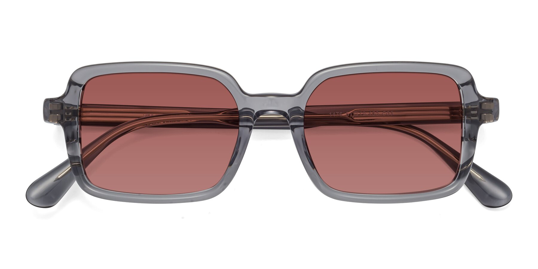 Folded Front of Canuto in Transparent Gray with Garnet Tinted Lenses