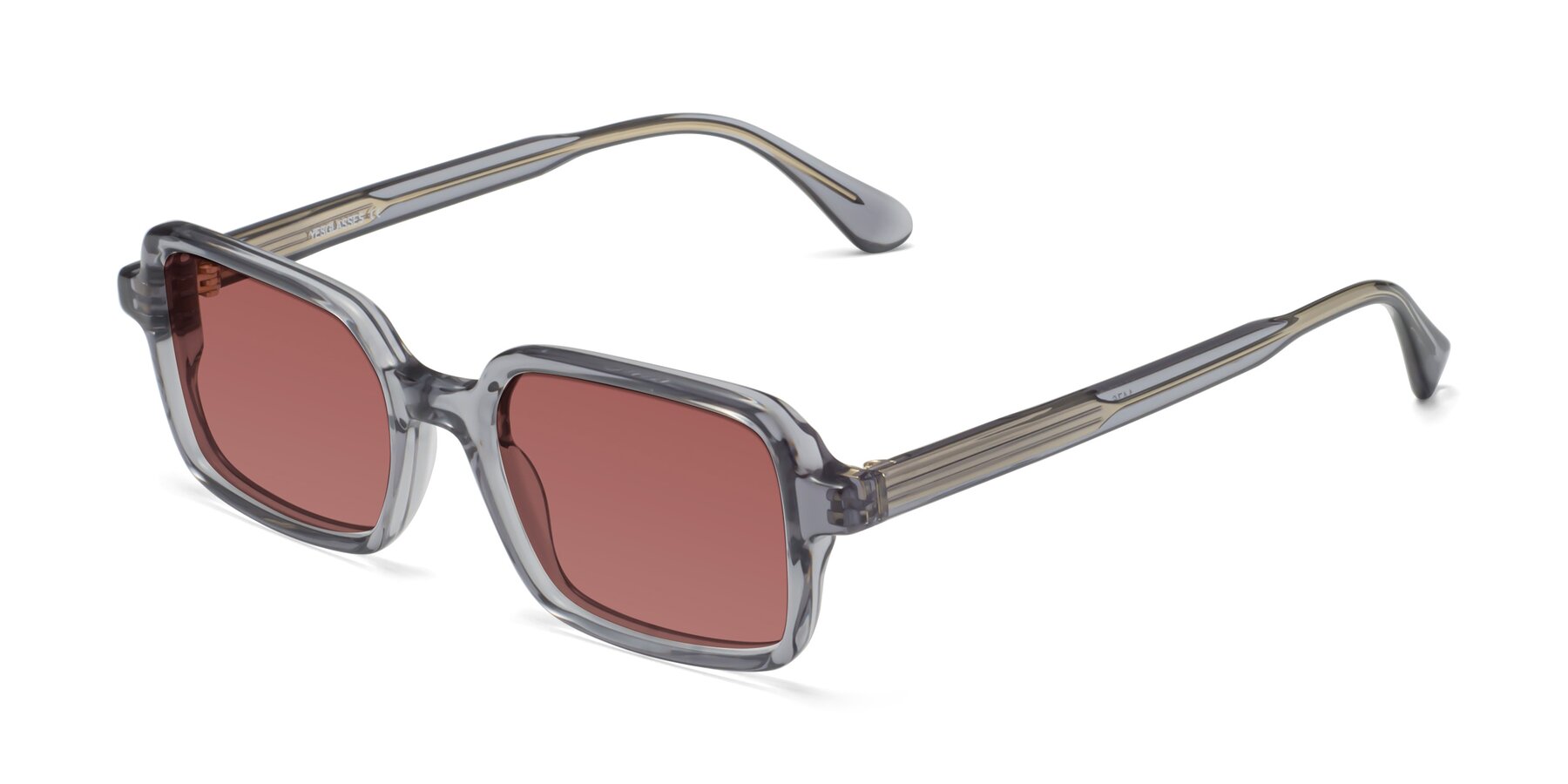 Angle of Canuto in Transparent Gray with Garnet Tinted Lenses