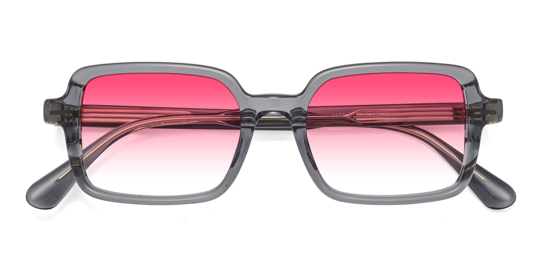 Folded Front of Canuto in Transparent Gray with Pink Gradient Lenses