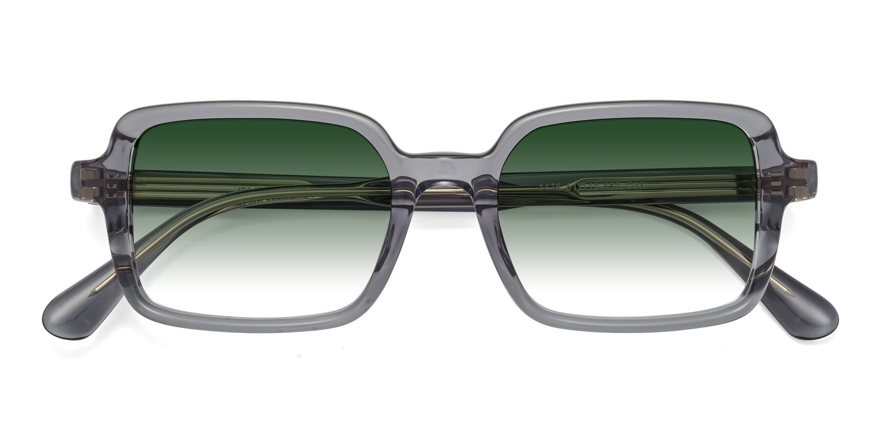 Folded Front of Canuto in Transparent Gray with Green Gradient Lenses