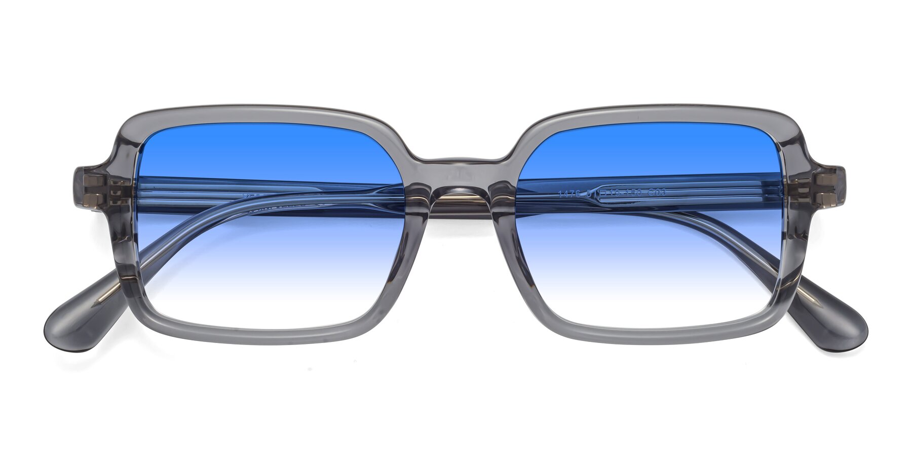 Folded Front of Canuto in Transparent Gray with Blue Gradient Lenses