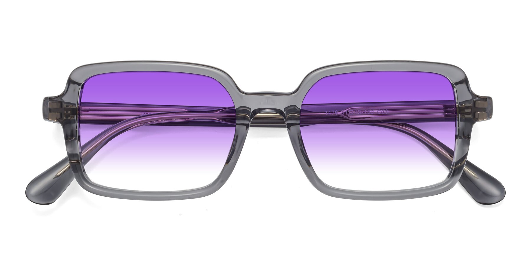 Folded Front of Canuto in Transparent Gray with Purple Gradient Lenses