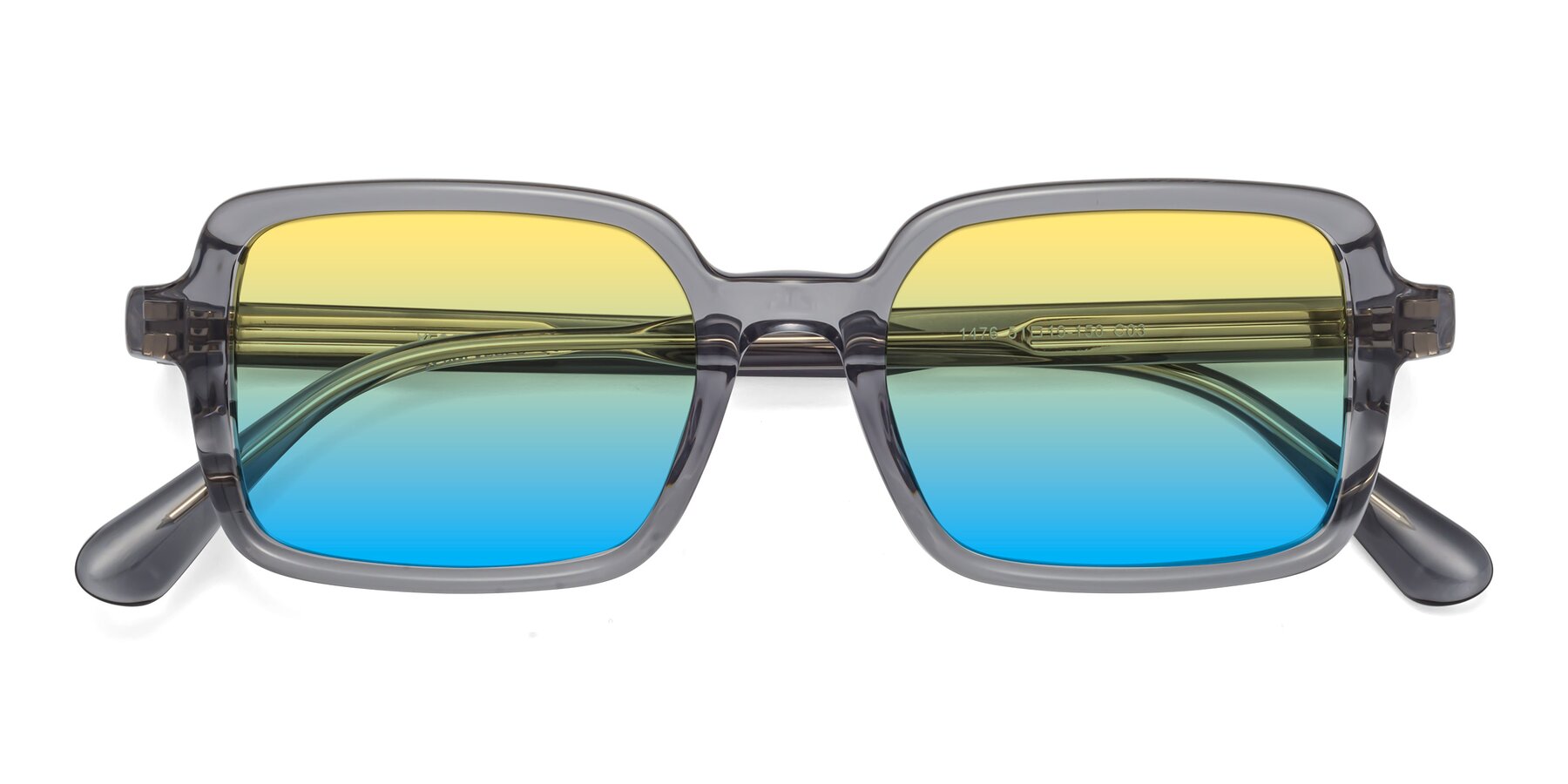 Folded Front of Canuto in Transparent Gray with Yellow / Blue Gradient Lenses