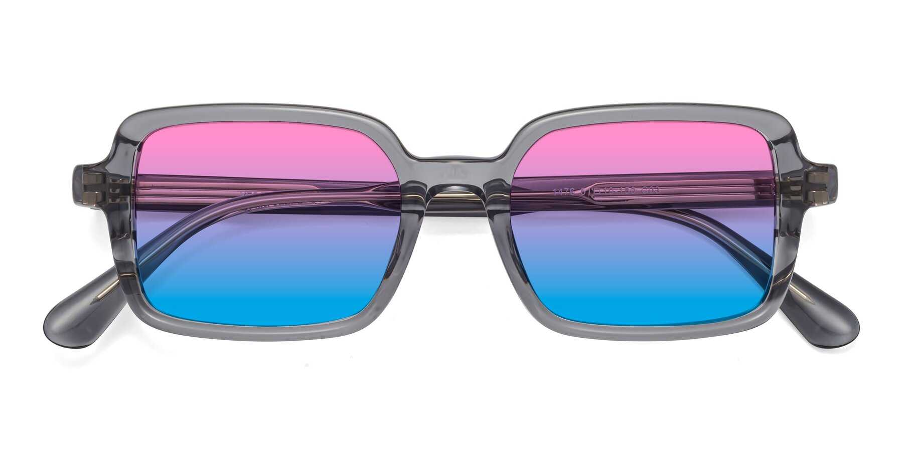 Folded Front of Canuto in Transparent Gray with Pink / Blue Gradient Lenses