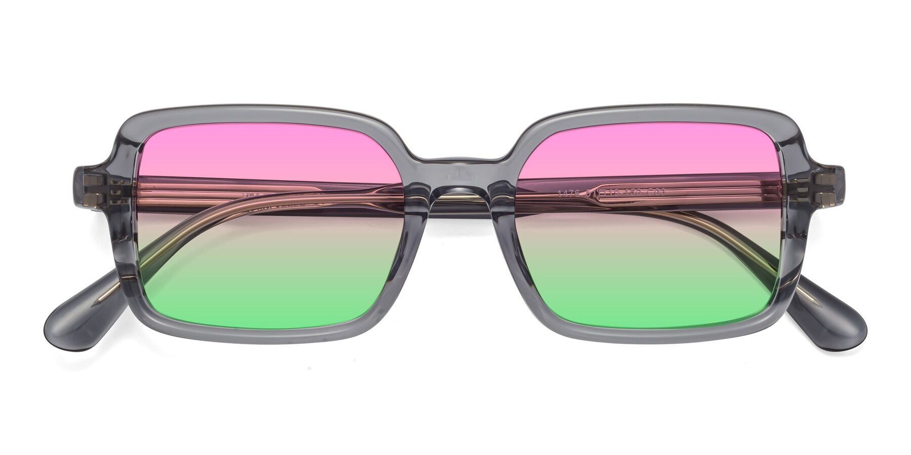 Folded Front of Canuto in Transparent Gray with Pink / Green Gradient Lenses