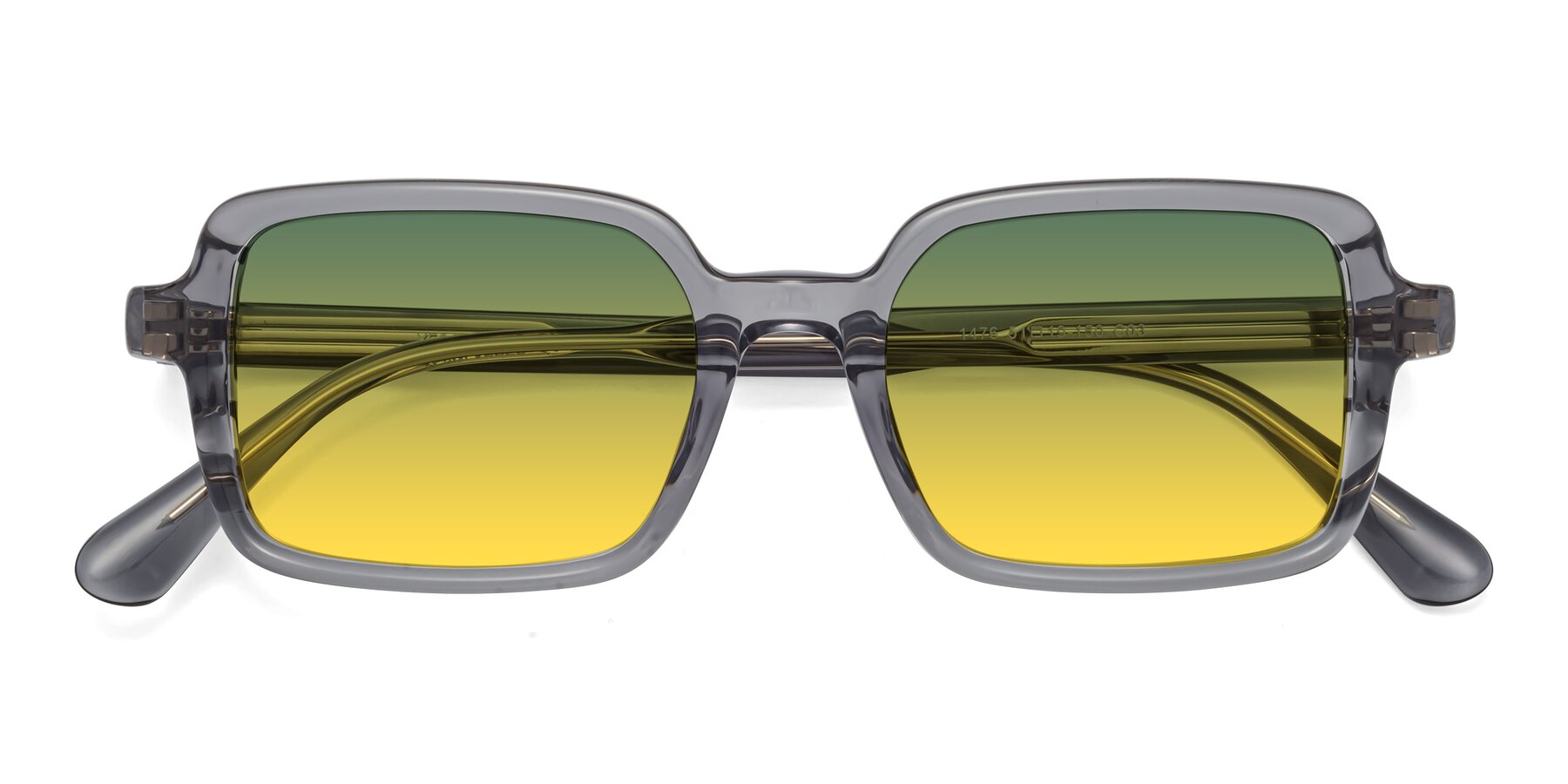 Folded Front of Canuto in Transparent Gray with Green / Yellow Gradient Lenses