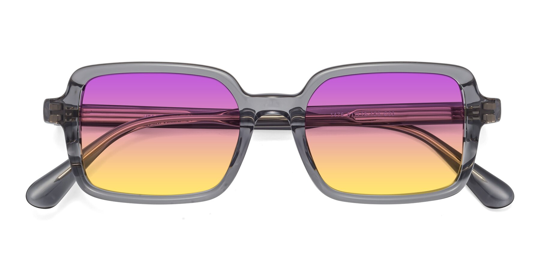 Folded Front of Canuto in Transparent Gray with Purple / Yellow Gradient Lenses