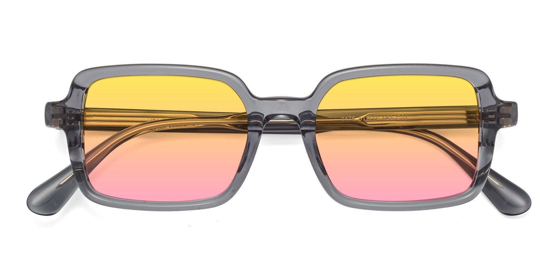Folded Front of Canuto in Transparent Gray with Yellow / Pink Gradient Lenses