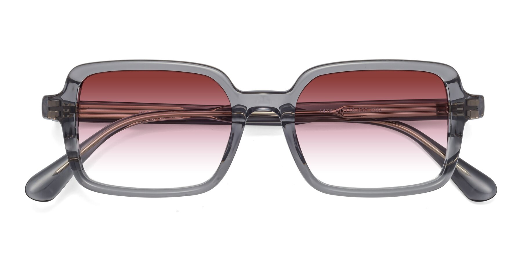 Folded Front of Canuto in Transparent Gray with Garnet Gradient Lenses