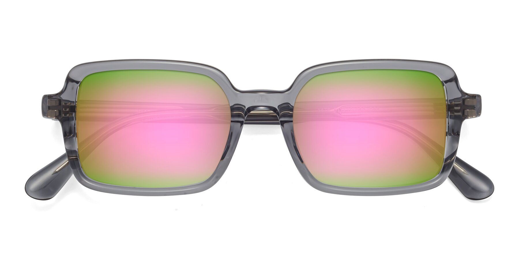Folded Front of Canuto in Transparent Gray with Pink Mirrored Lenses