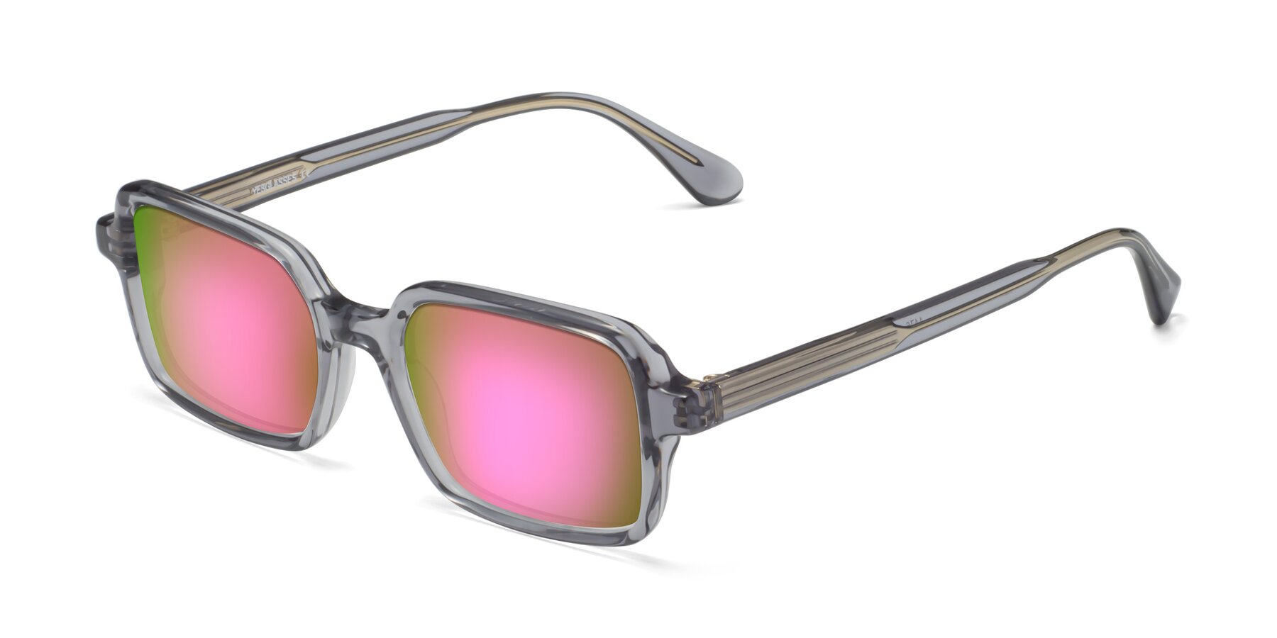 Angle of Canuto in Transparent Gray with Pink Mirrored Lenses