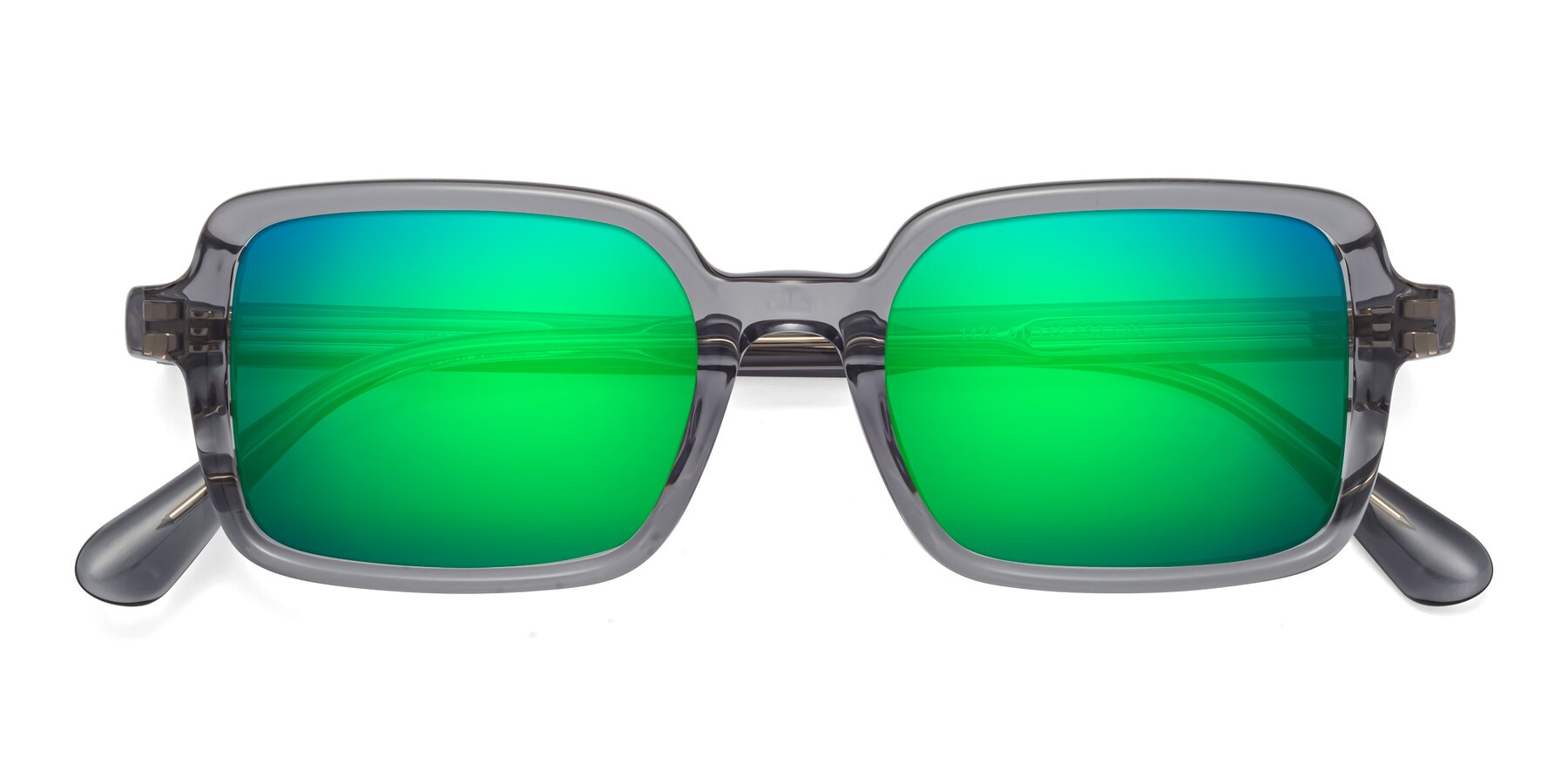 Folded Front of Canuto in Transparent Gray with Green Mirrored Lenses