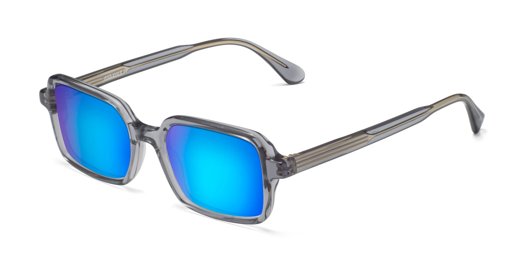 Angle of Canuto in Transparent Gray with Blue Mirrored Lenses