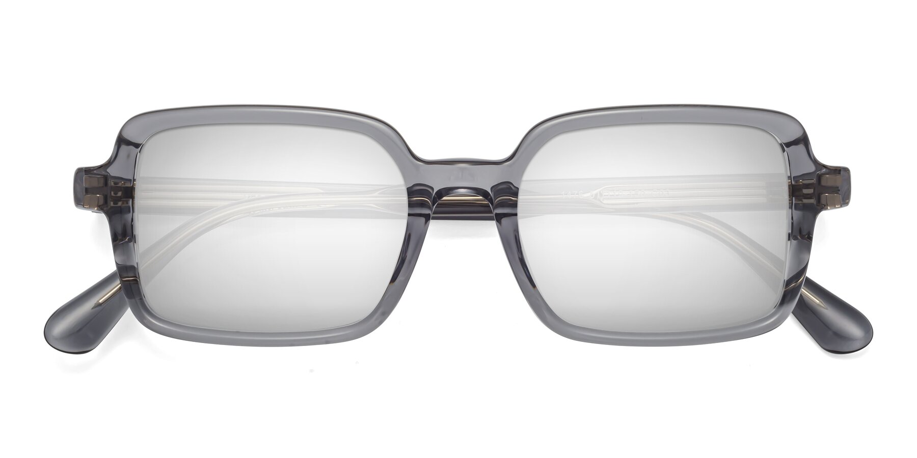 Folded Front of Canuto in Transparent Gray with Silver Mirrored Lenses