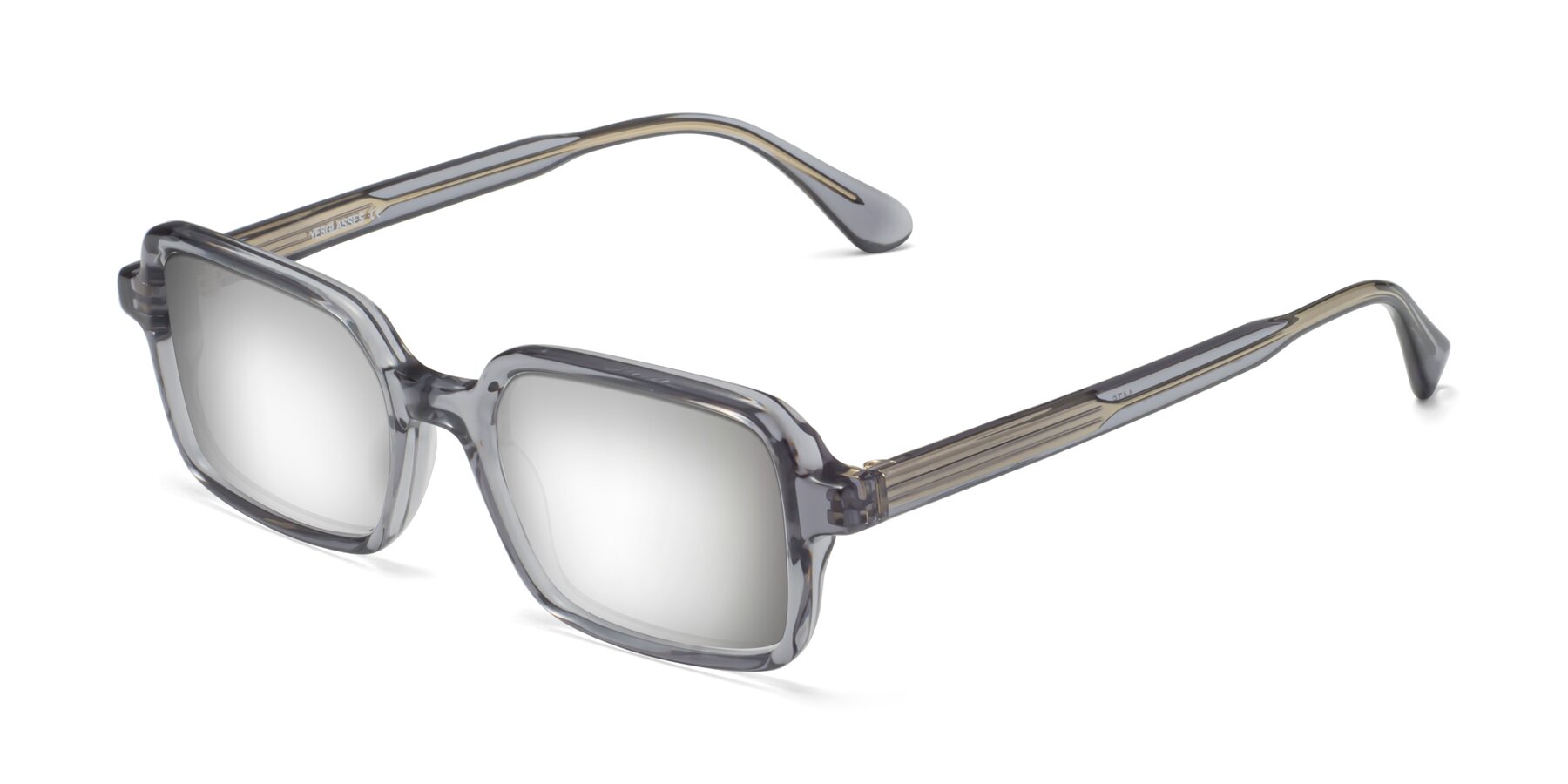 Angle of Canuto in Transparent Gray with Silver Mirrored Lenses