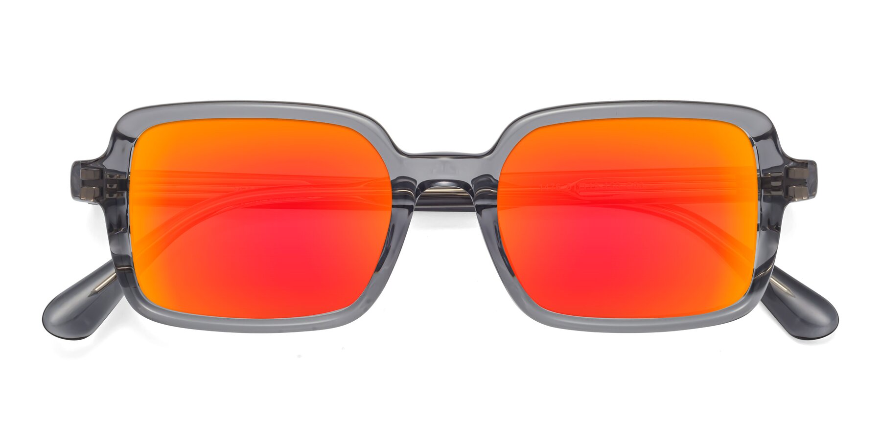 Folded Front of Canuto in Transparent Gray with Red Gold Mirrored Lenses
