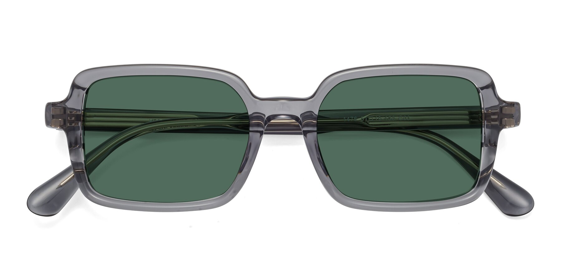 Folded Front of Canuto in Transparent Gray with Green Polarized Lenses