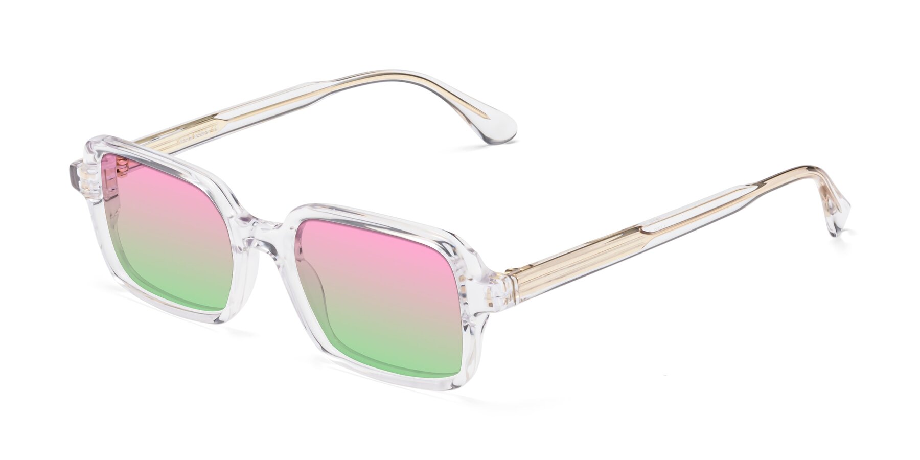 Angle of Canuto in Clear with Pink / Green Gradient Lenses