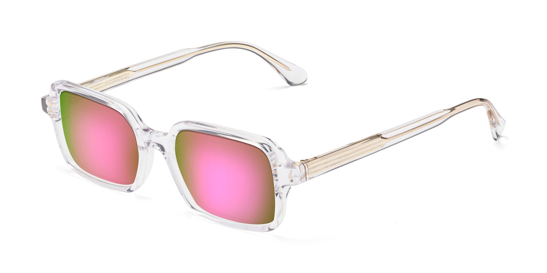 Angle of Canuto in Clear with Pink Mirrored Lenses