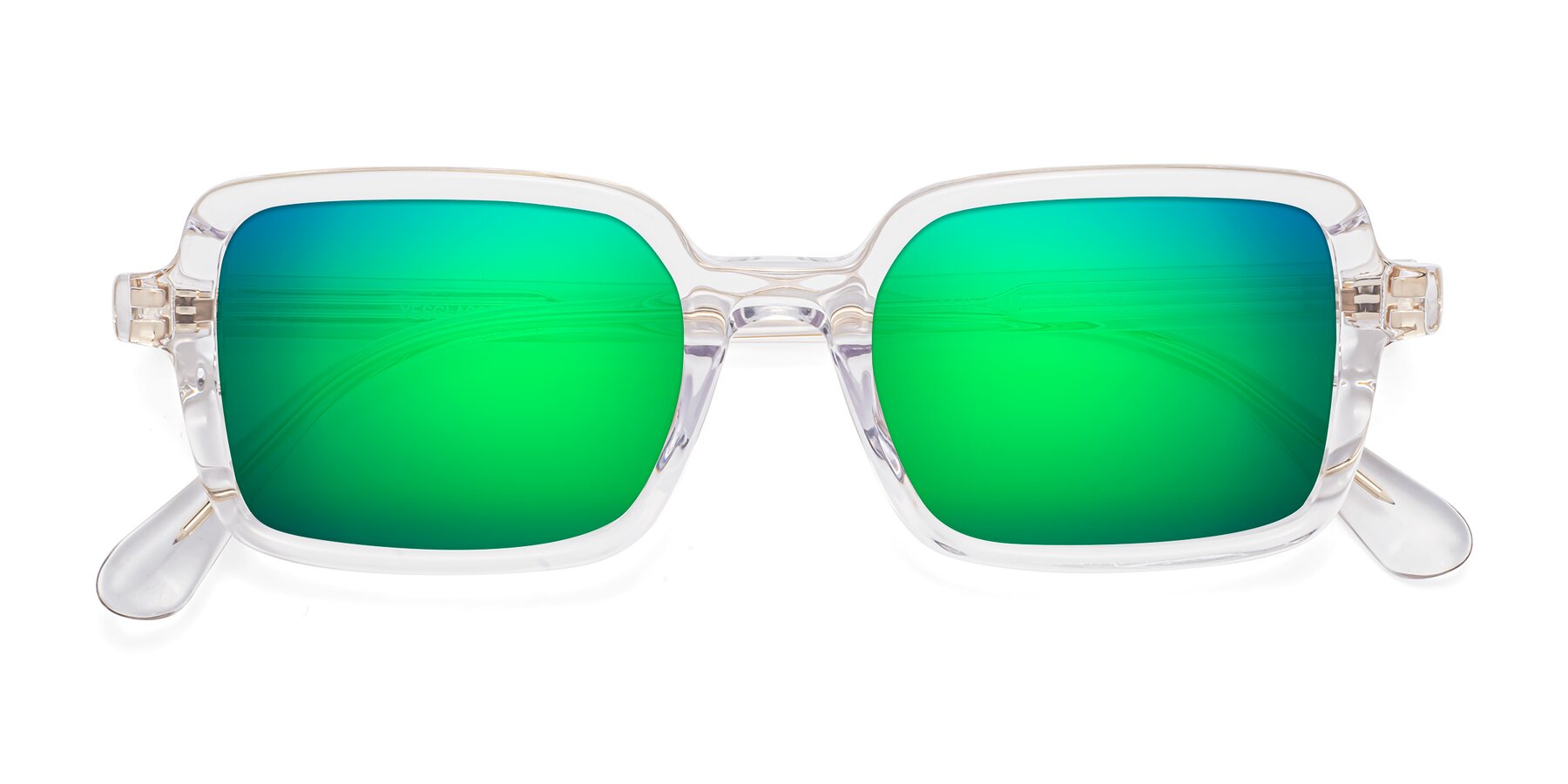 Folded Front of Canuto in Clear with Green Mirrored Lenses