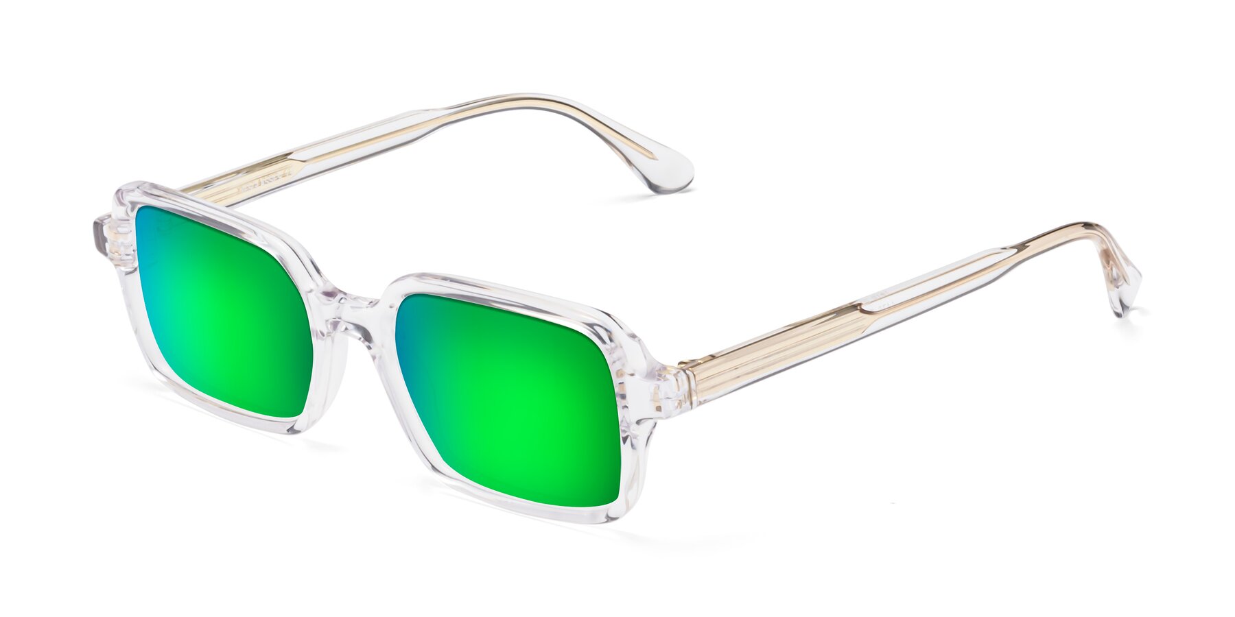 Angle of Canuto in Clear with Green Mirrored Lenses