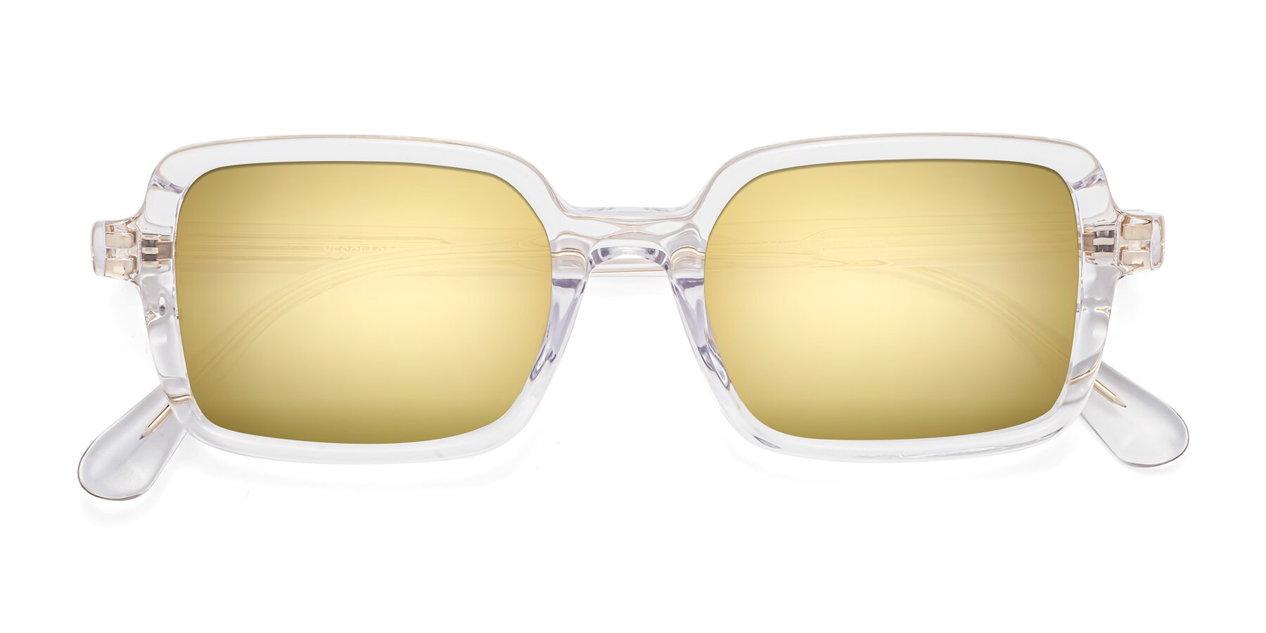 Folded Front of Canuto in Clear with Gold Mirrored Lenses