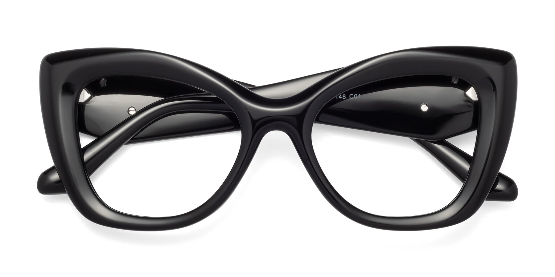 Folded Front of Riffe in Black with Clear Eyeglass Lenses