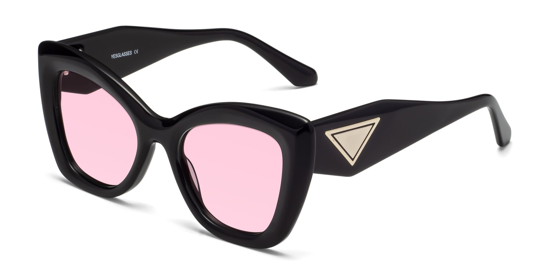 Angle of Riffe in Black with Light Pink Tinted Lenses