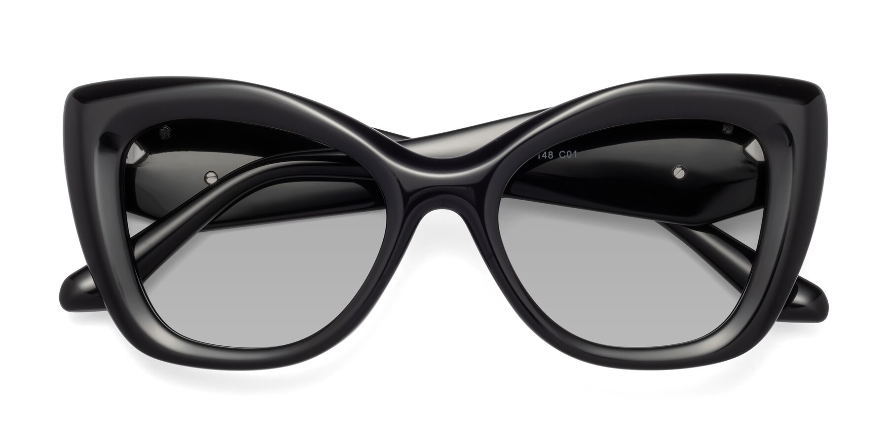 Folded Front of Riffe in Black with Light Gray Tinted Lenses