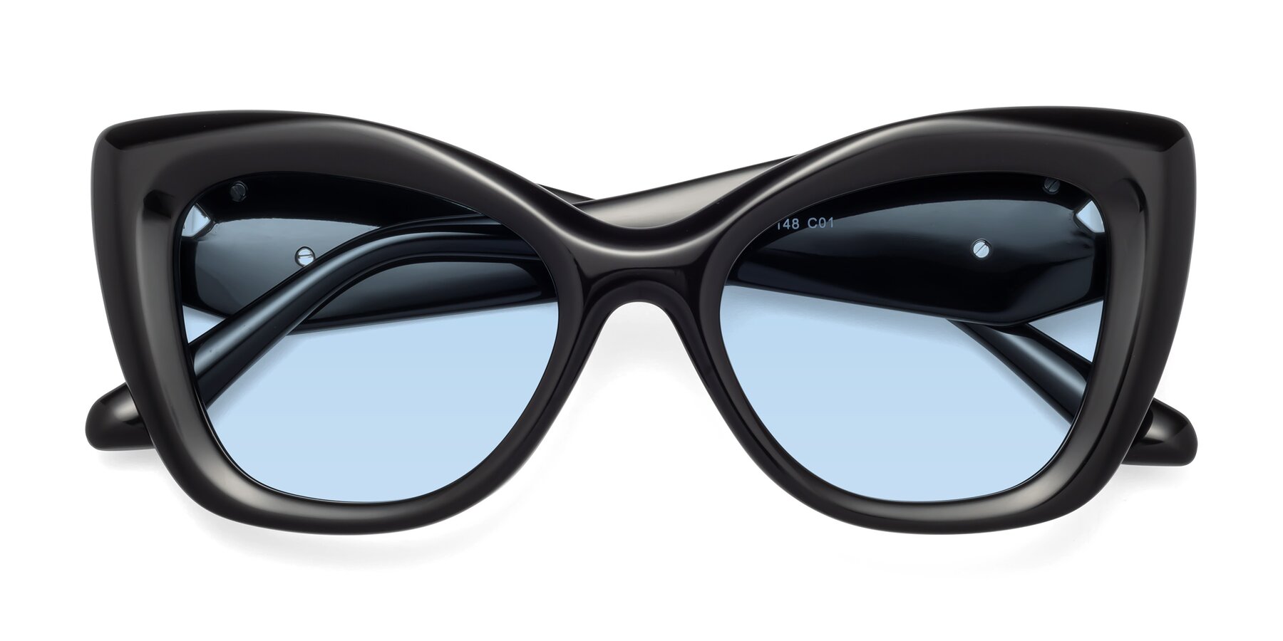 Folded Front of Riffe in Black with Light Blue Tinted Lenses