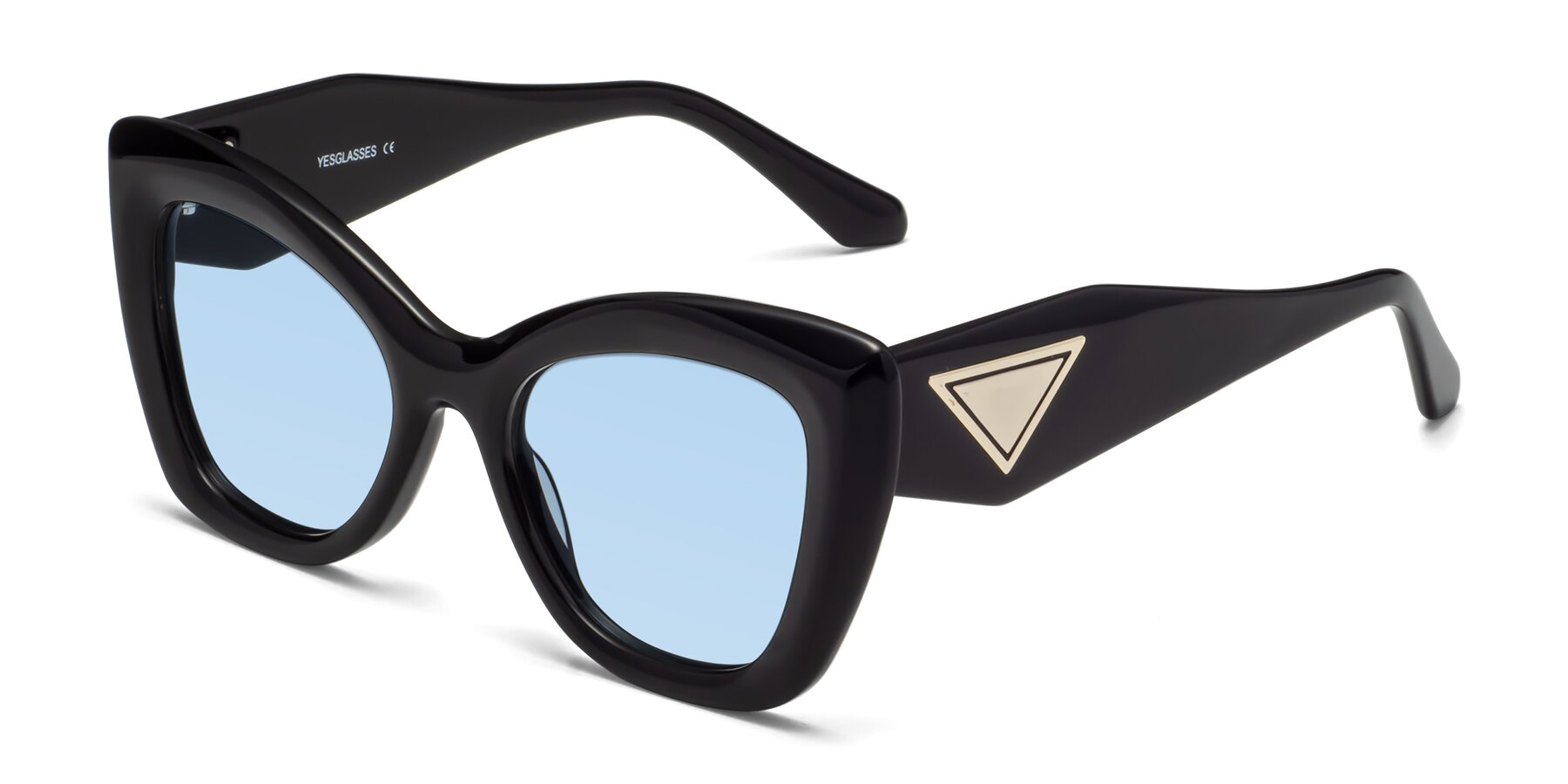Angle of Riffe in Black with Light Blue Tinted Lenses
