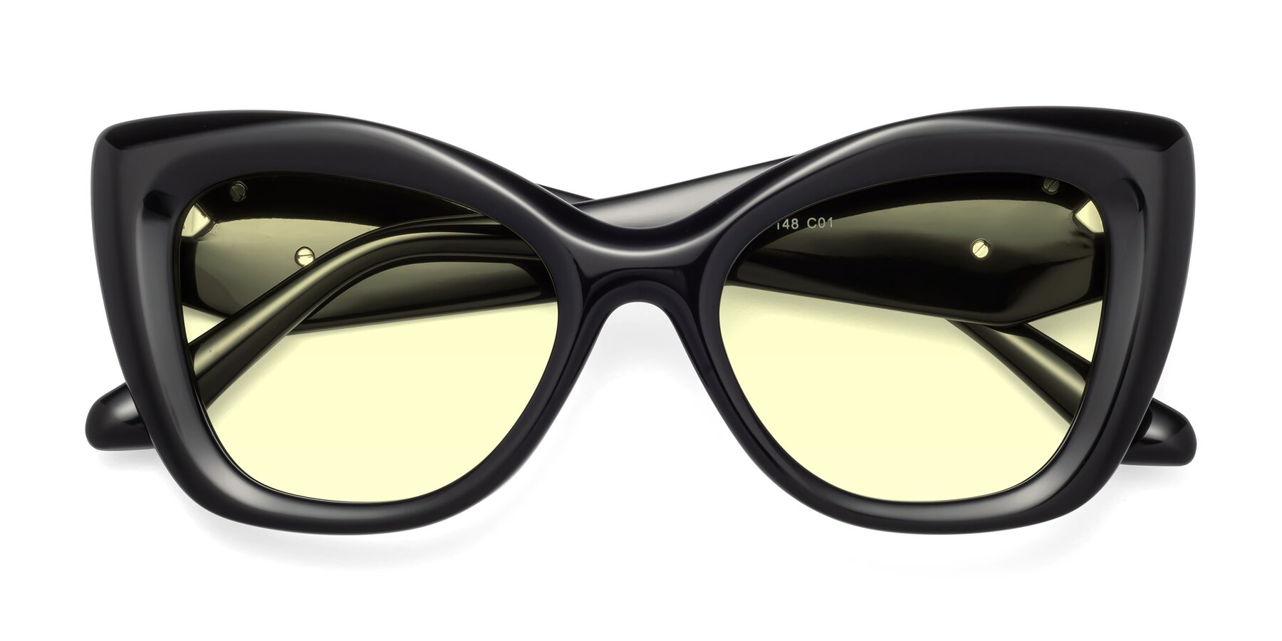 Folded Front of Riffe in Black with Light Yellow Tinted Lenses