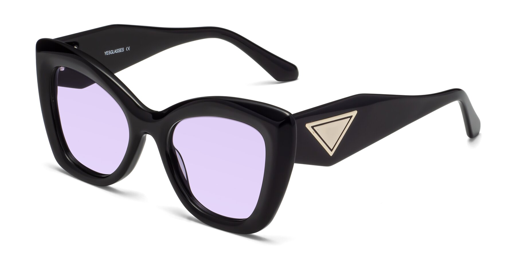 Angle of Riffe in Black with Light Purple Tinted Lenses
