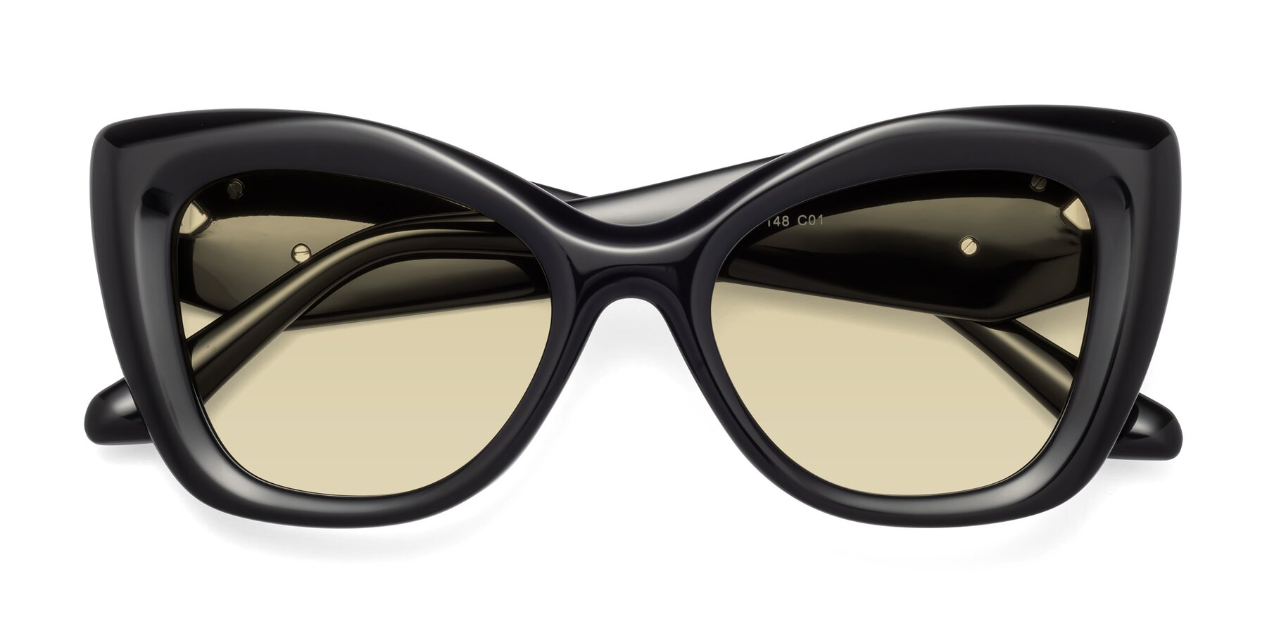 Folded Front of Riffe in Black with Light Champagne Tinted Lenses
