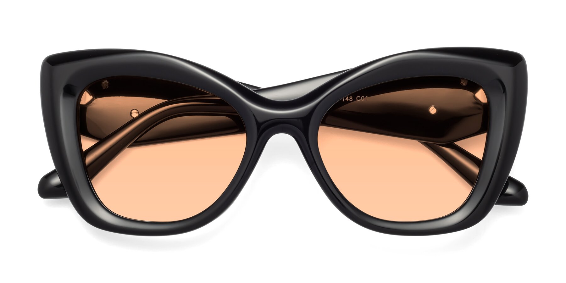 Folded Front of Riffe in Black with Light Orange Tinted Lenses