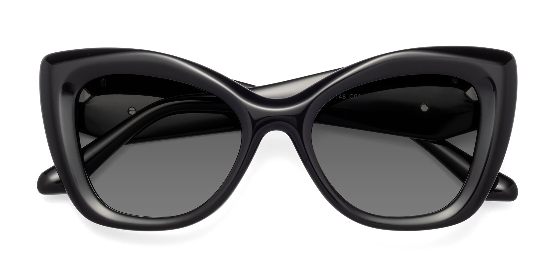 Folded Front of Riffe in Black with Medium Gray Tinted Lenses