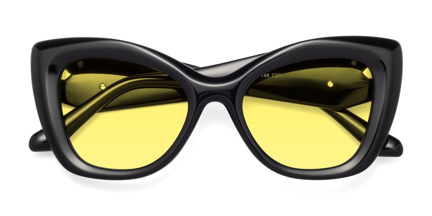 Folded Front of Riffe in Black with Medium Yellow Tinted Lenses