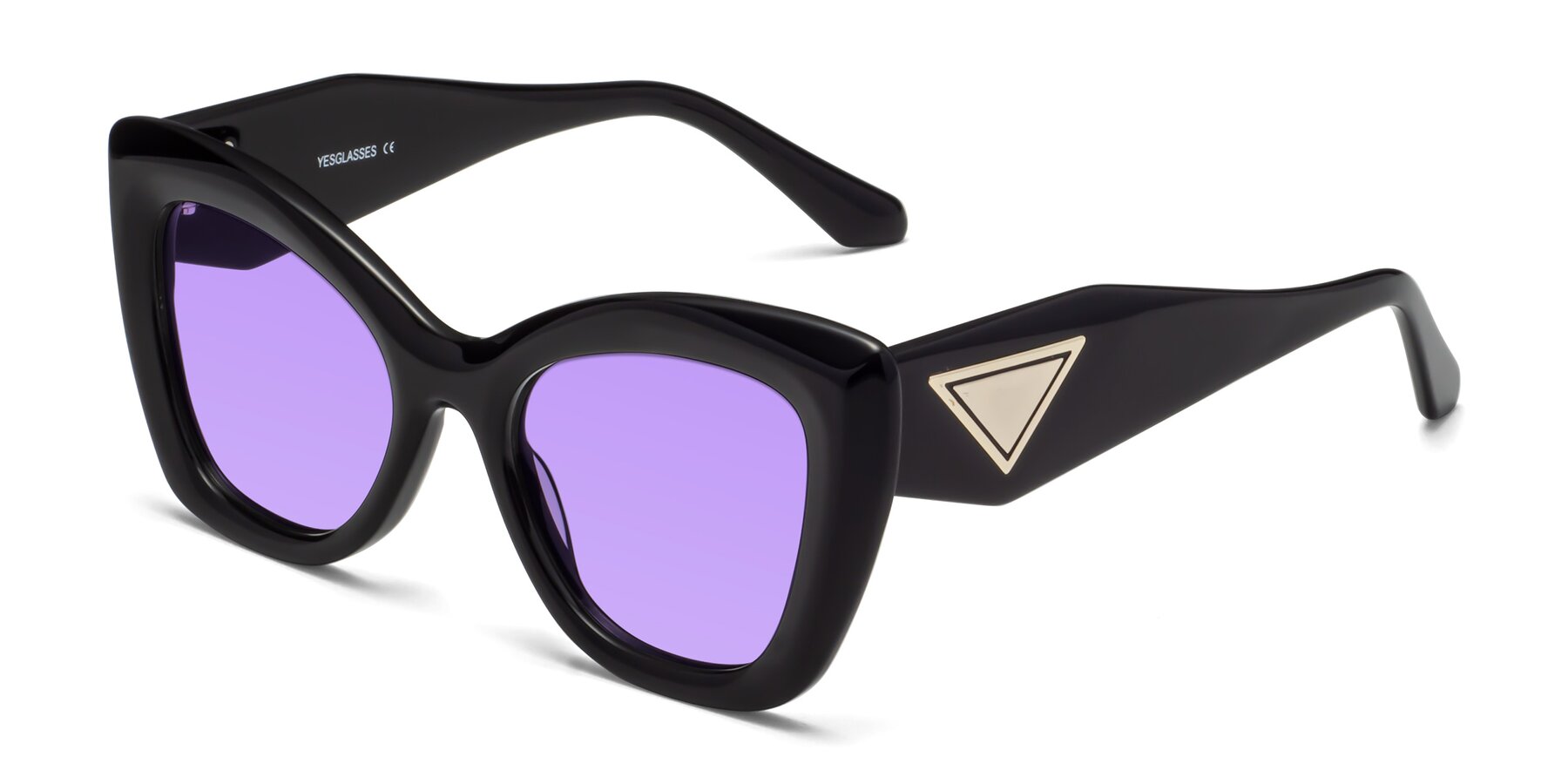 Angle of Riffe in Black with Medium Purple Tinted Lenses