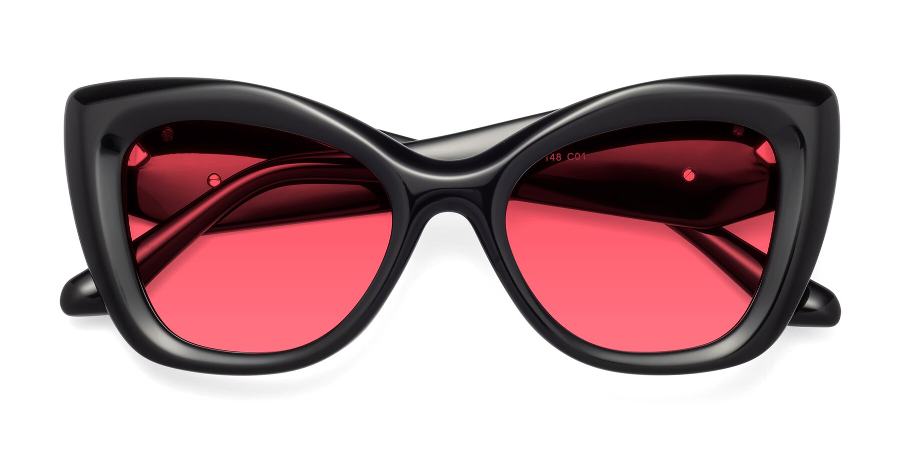 Folded Front of Riffe in Black with Red Tinted Lenses