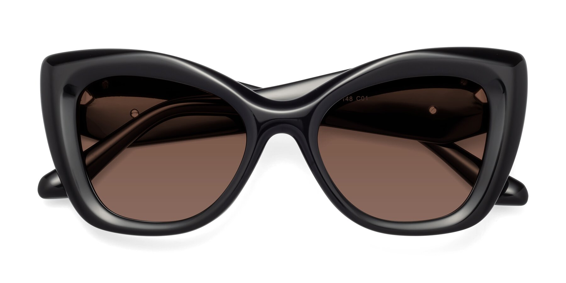 Folded Front of Riffe in Black with Brown Tinted Lenses