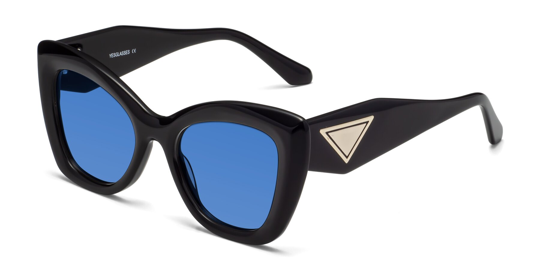 Angle of Riffe in Black with Blue Tinted Lenses